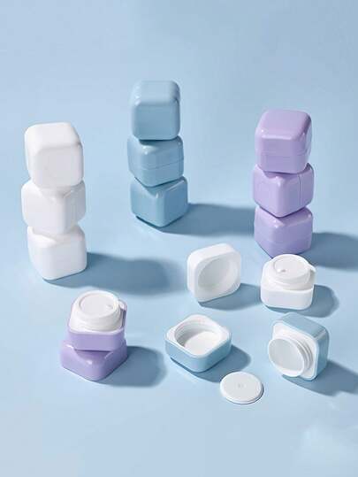 7 piezas Botellas vacías recargables de color macarrón, herramienta de almacenamiento de muestras de cuidado de la piel para viajes, tarros de crema portátiles prácticos y elegantes