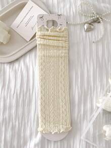 1/2/3双装白色过膝长筒袜，蕾丝袜，适合搭配高筒靴，春夏过膝长筒袜 - 彩色 - 查看 24