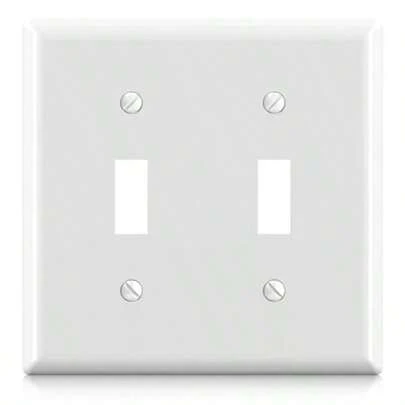 2-Gang Toggle Switch Wall Plates Standard Size 4.53 Height X 4.57 Length Unbreakable Thermoplastic Faceplate Cover For Toggle Dimmer Light Switches UL Listed 1 Pack Glossy White
