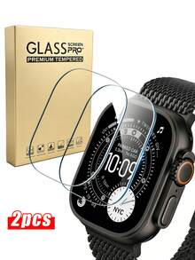 2Pcs 49mm Screen Protector For Apple Watch Ultra 3/Ultra 2, Premium HD 9H Tempered Glass, Anti-Fingerprint & Anti-Scratch - Clear - View 7