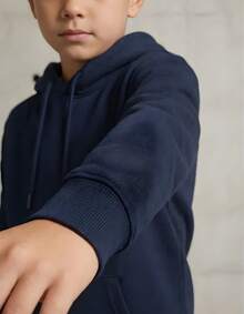 Children's Unisex Plain Kangaroo Hoodie 100% Premium Cotton - Navy Blue - View 3