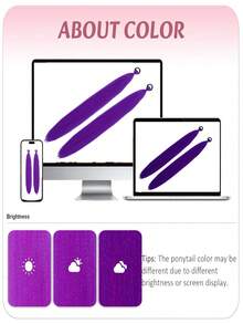 2pcs/Set 26-Inch Ombre Straight Hair Extensions With Elastic Headband, Suitable For Daily Wear, Halloween, Christmas, New Year Costume Parties - Multicolor - View 8