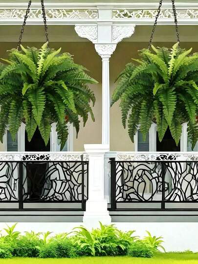 1pc/2pcs/3pcs Artificial Boston Fern Plant, Suitable For Home, Office, Garden, Porch, Farmhouse Decor, Plastic Realistic Green Plant, Suitable For Wedding, Anniversary, Holiday Decoration, All-Season Spring & Summer Decor, Can Be Hung For Display, Indoor & Outdoor Use, Excluding Planter (Plant Only, No Planter) Large Artificial Boston Fern, 34-Inch Large Fake Greenery Plant, Outdoor Artificial Green Plant, Suitable For Outdoor, Home & Office