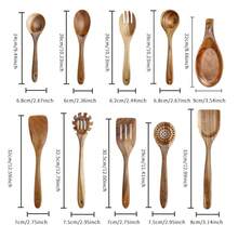 Set de 9 piezas de utensilios de cocina de madera de palo de rosa, espátula de madera, cucharón de sopa, herramientas para utensilios de cocina antiadherentes - Marrón - Ver 3