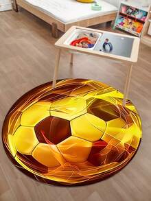 1件装足球形状地毯，小地毯，圆形地毯，卧室地毯，房间装饰，客厅地毯，家居装饰，区域地毯，厨房地毯，游戏室地毯，门垫，办公室装饰，浴室垫，玄关地毯，房间装饰，家居装饰，防污染，耐用，防尘 - 黑與白 - 查看 5