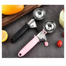 不锈钢冰淇淋勺，冰淇淋勺，冰淇淋球勺，冰淇淋舀勺 - 粉色 - 查看 2