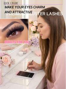 LUCK LTGIRL 192/384/576PCS Voluminous 3D Cluster Lashes DIY Eyelash Extensions C/D Curl 10-16mm Natural 3D Faux Mink Wispy Lashes Voluminous Fluffy Lightweight Soft Reusable - View 9