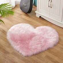 1pc Valentine's Day Plush Faux Wool Pink Heart Shaped Carpet, Non-Slip, Fluffy, Soft Home Decor Rug For Living Room, Bedroom, Study - Pink - View 13