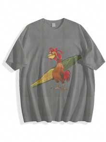 Chicken Joe Shirt, Beach Surf Unisex T-Shirt Back Printed Cotton Casual Classic, Gift For Her, Gift For Him, Gift For Friend Menswear Top - 灰色 - 查看 1