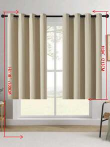 1pc/2pcs Solid Color Polyester Blackout Thermal Insulated Curtains, Suitable For Kitchen, Dining Room, Living Room, Bedroom, Study, Available In Black, Dark Gray - Beige - View 19