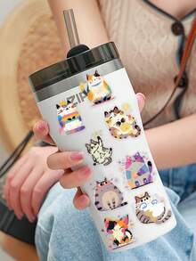 50张卡通可爱猫咪宠物贴纸，适用于手机、笔记本电脑、滑板、吉他、行李箱等，美观透明，是馈赠佳品。 - A - 查看 9