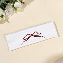 1pc Fashion White Pattern Headband, New Cherry Bow Print Headband, Panda Cartoon Headband, Sweet Cute Girl Headband, Versatile Absorbent Yoga Hair Band - Multicolor - View 11