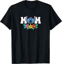 LILOS & STITCHS - Mom Floral Flowers T-Shirt Tops For Women,Men Clothes,Mens Tshirts,Boys Tshirt,Girls Clothes,Girls Tops,Girls Holiday,Summer Tops,Graphic Tee,Summer Clothes,Family Matching Outfit,Summer Holiday Outfits - Black - View 8