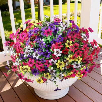 12pcs Artificial Chrysanthemum Flowers, UV-Resistant Simulated Chrysanthemum, Suitable For Porch, Garden, Balcony, Yard Home Decor