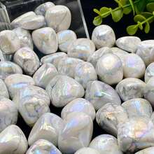 随机5颗高品质光晕白纹石原石装饰天然水晶原石，生日礼物，场景装饰。 - 5pcs - 查看 2