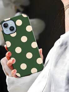 An Elegant Phone Case That Does Not Include A Lanyard Or Stand. This Leather Phone Case Features A Minimalist And Pretty Polka Dot Design. It's A 1-Piece Case With A Black And White Polka Dot Print. The Soft Leather Case Has A Modern, Minimalist French Boho Style And Is Compatible With The  Galaxy S24 Ultra, S17 Pro, S16 Pro, S12 Pro, S13, S14 Plus, S15 Pro, S16 Pro, And S11/S13 Pro Spring. - 墨綠色 - 查看 2