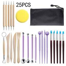 25pcs Ceramic Art Tools Set, Clay Sculpting Carving DIY Handcraft Making Pen - Pottery Tools 25-piece Set - View 1