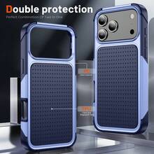 Military Industry Anti-Fall Military-Grade Anti-Drop Luxury Full-Coverage Phone Case, Suitable For IPhone 17 Pro Max, 17 Pro, 16, 15, 14 Plus, 13, 12, 11 Pro Max Plus, 17 Air, 2-In-1 Shock-Proof Protective Case - Light Purple + Royal Blue - View 1