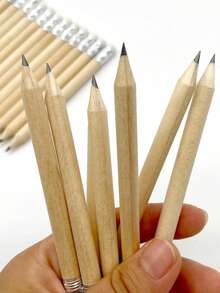 100pcs Customized Text/Logo Wedding Favor Pencils, Engraved Short Wooden Pencils For Wedding Guest Gifts, Student Short Wooden Pencils, Back To School - Wood Color - View 6