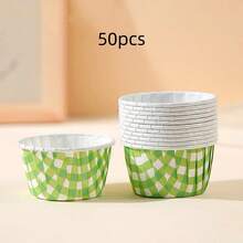50pcs Cupcake Liners, Grease-Proof Baking Cups, Baking Muffin Cups, Full Grid Pattern Cupcake Paper Cups, Grease-Resistant Baking Cups, Heat-Resistant Cups, Baking Cups Suitable For Baking, Weddings, Birthday Parties - View 13