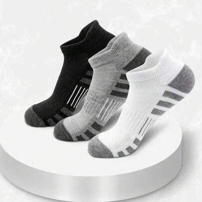 6 Pairs Men's Ankle Socks, High Quality Low-Cut Round Neck Breathable Mesh, Versatile Casual Men's Boat Socks