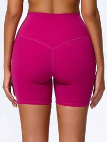 1 chiếc quần short yoga màu nude co giãn cao, quần thể thao đạp xe dành cho nữ, quần short bó sát thoáng khí thấm hút mồ hôi, thích hợp cho chạy bộ, tập thể dục, đạp xe và các môn thể thao khác. - Màu Hồng Tươi - Xem 6