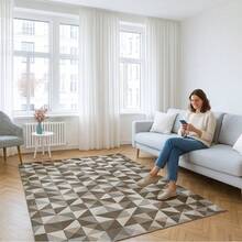 Jacquard Rug 2.00 M X 1.40 M Non-Slip Geometric Living Room Office Bedroom - Camel - View 8