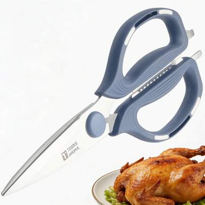 1 pieza Tijeras de cocina con mangos suaves antideslizantes, tijeras multifunción para alimentos, pollo, aves de corral, pescado, carne, verduras y hierbas