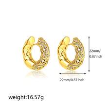 1 Pair 18K Gold Vintage Woven Full Diamond Hoop Earrings For Women, Luxury Retro Micro-Inlaid Diamond Earrings, Niche Design - Earrings - View 2