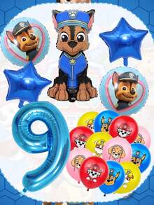 Bộ trang trí bóng bay chủ đề Paw Patrol - Bóng bay số lớn màu xanh dương 32 inch, bóng bay cao su cao cấp 12 inch in hình các nhân vật Chase, Mar Shall, Rubble, Skye, hoàn hảo cho tiệc sinh nhật, lễ hội, lễ tốt nghiệp, kỷ niệm và tất cả các loại tụ họp lễ hội, đồ dùng tiệc cho mọi lứa tuổi, đạo cụ phông nền chụp ảnh, dễ dàng bơm hơi và lắp ráp cho các sự kiện trong nhà và ngoài trời. - Chase Balloon - Xem 15