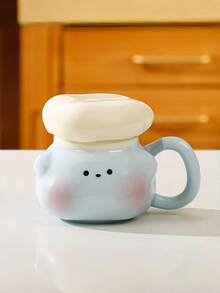 Creative Minimalist Cartoon Cute Ceramic Couple Milk Coffee Mugs, 401-500ml Large Capacity, Microwave & Dishwasher , Afternoon Tea Cup - Multicolor - View 9