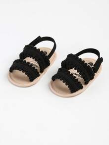 Newborn/Infant Girls' Summer Soft Bottom Retro Sandals, Infant Toddler Shoes, Nursery Shoes - Black - View 8
