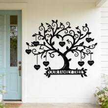 1pc Customized Family Tree Metal Wall Art - Personalized Name And Birth Date, Heart Leaf Design, Easy To Hang, Great For Wedding, Christmas, Valentine's Day, Mother's Day Gift, Home Decor - Multicolor - View 13