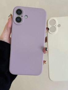 1pc Minimalist Solid Purple Shockproof Protective Phone Case, Suitable Compatible With Apple 17/17 Pro/17 Pro Max/16/16 Pro Max/15/14/13/12 Pro Max, Soft TPU Anti-Fingerprint Phone Case, Valentine's Day/Birthday Gift - Purple - View 3