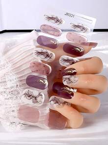 16pcs Semi-Cured Gel Nail Stickers, UV Gel Nail Stickers, Salon Quality Nail Stickers, Nail Stickers Protect Against UV, DIY Nail Stickers For Home Use - Multicolor - View 3