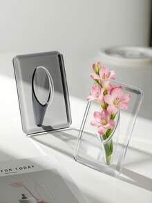 yeefeeco 1 Acrylic Photo Frame Vase, Desktop Flower Arrangement, Home Art Ornament, Transparent Square Vase - Simple Transparent Color, Durable Acrylic Material, Suitable For Flower Display In Living Rooms And Dining Tables, No Need For Electricity Hydroponic Plant Vase, Home Decoration Transparent Vase, Minimalist Glass Vase Square Vase For Flower Weddings, Home Decoration Transparent Glass Vase, Minimalist Glass Vase Cylindrical Vase For Flower Weddings - Acrylic Vase - View 6