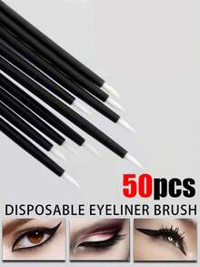 100/50pcs Disposable Eyeliner Brush, Lip Brush, Lip Liner Brush, Makeup Eyeliner Brush, Lipstick Brush, Black & White Makeup Brushes, Holiday Gift, Essential For School & Travel - Multicolor - View 11