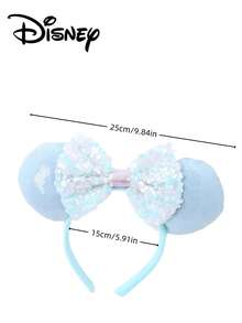 Disney 1个蓝色+蓝色亮片发箍，蓝色+蓝色亮片发箍 - 节日派对头饰、头饰、趣味拍照道具、游乐园配饰，适合生日派对和复活节活动，配有可爱蝴蝶结卡通发夹，公主装扮配饰发箍发圈 - 彩色 - 查看 5