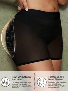 1pc Women Shapewear Butt Lifting Tummy Control Pants - Black - View 4