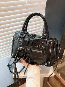 2026 Spring New Women's Casual Pillow Shoulder Bag, Unique Personalized Minimalist Chic Crossbody Bag - Black - View 2