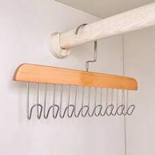 2pcs Wooden Closet Organizer Hanger With 8 Hooks, Space-Saving Bra Hanger, 360° Rotating Heavy-Duty Wooden Hanger For Organizing Camisoles, Bras, Swimwear, Scarves - Multicolor - View 6