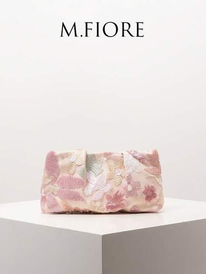 Túi xách cầm tay xếp ly đính sequin và thêu hoa, thích hợp cho các buổi dạ hội, tiệc tùng, dạ tiệc, đám cưới, món quà thanh lịch dành cho phụ nữ.