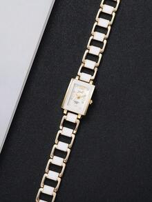 4pcs/Set Women's Gift Watch With Square Dial, Rhinestone Scales, Elegant Quartz Wrist Watch + Heart-Shaped Bracelet (Watch Box Not Included) - Multicolor - View 11