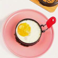 Moldes circulares para huevos, molde de huevo de silicona con mango, molde redondo de acero inoxidable para freír huevos - Ver 5