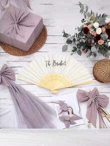 1pc Bamboo Folding Fan, Portable Wedding Bride Bridesmaid Party Favor Decoration - Folding Fan - View 6