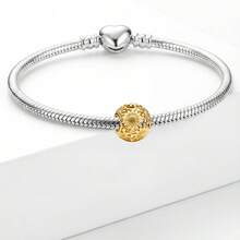1pc 925 Sterling Silver Hollow Sunflower Bead Pendant, Suitable For DIY Jewelry, Daily Outfit Decoration, Women Gift - Sunflower - View 4