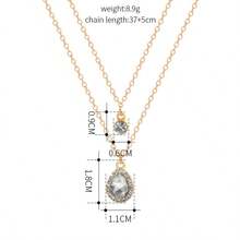 1pc Women's Crystal Teardrop Double-Layer Necklace, Suitable For Daily Wear - Silver - View 3