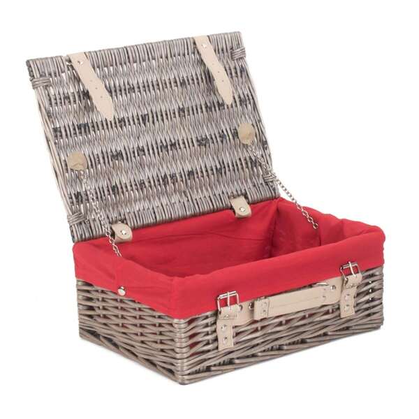 Red Hamper 35cm Antique Wash Wicker Picnic Basket
