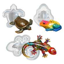 3PCS Animal Resin Molds Set, 3D Silicone Molds With Frog Lizard Turtle, Unique Resin Molds, Animal Epoxy Resin Mold For Desktop Ornament, DIY Modeling Clay, Plaster, Candle - 3PCS Silicone Mold - View 1