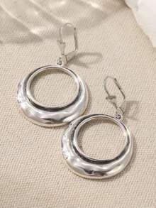 1 par de pendientes de aro grandes vintage y sencillos, pendientes bohemios, pendientes de plata, pendientes bohemios, pendientes de aro, joyería bohemia, regalo perfecto para las vacaciones - Plata antigua - Ver 6